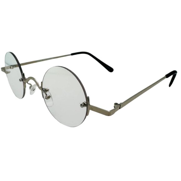 6020 | Silver Small Rimless Lens Clear Lens Glasses - Picture 2 of 5